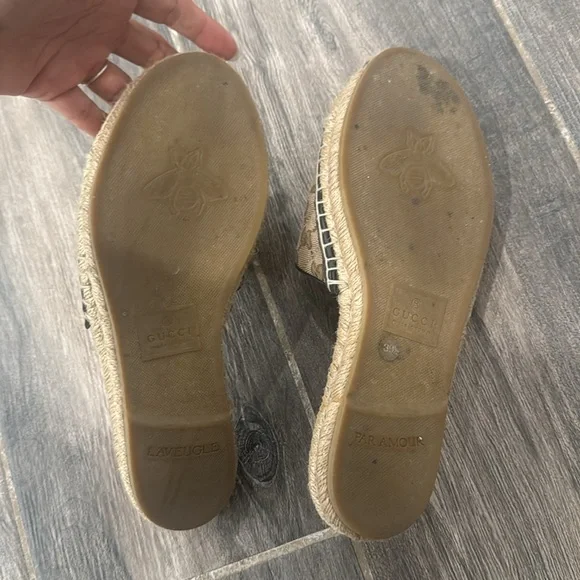 Gucci Tan and Brown Espadrille Slides 39.5 - Picture 4 of 4